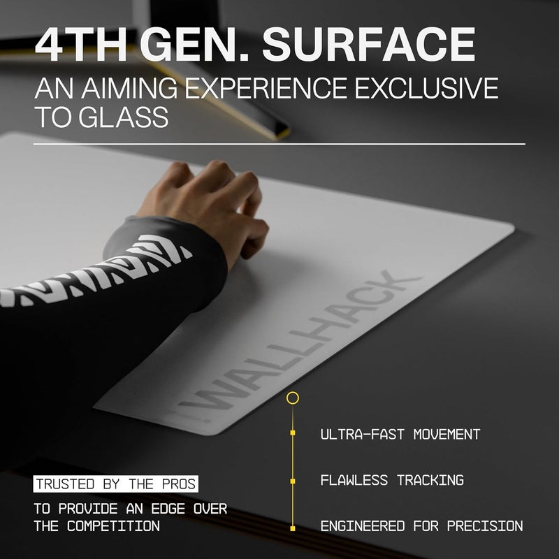 Wallhack SP-004A Glass Gaming Mouse Pad – 4th Gen Micro-Etched Surface, Medium Mousepad for Esports, Ultra-Fast Glide with Stopping Power, Tempered Glass, Durable & Portable, 15.4"x17.7" | White - Image 3